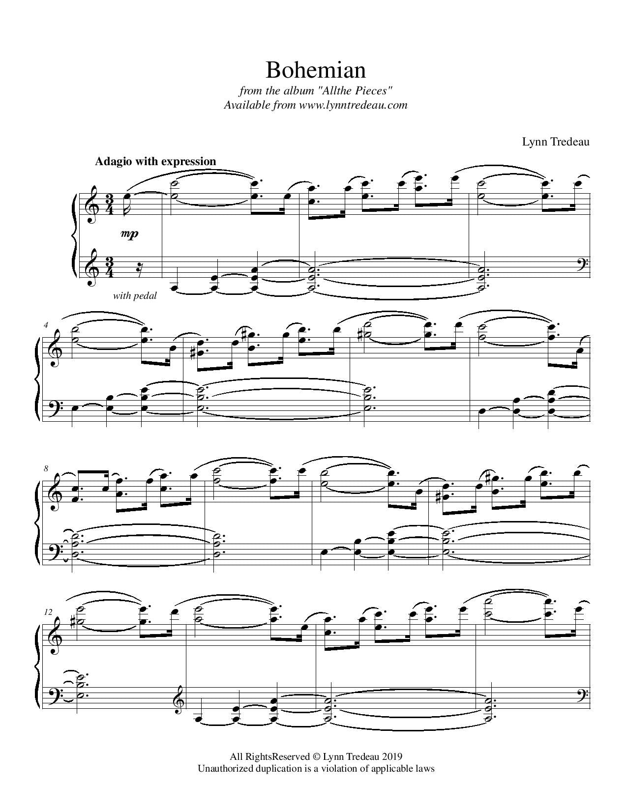 Bohemian - (PDF Sheet Music)