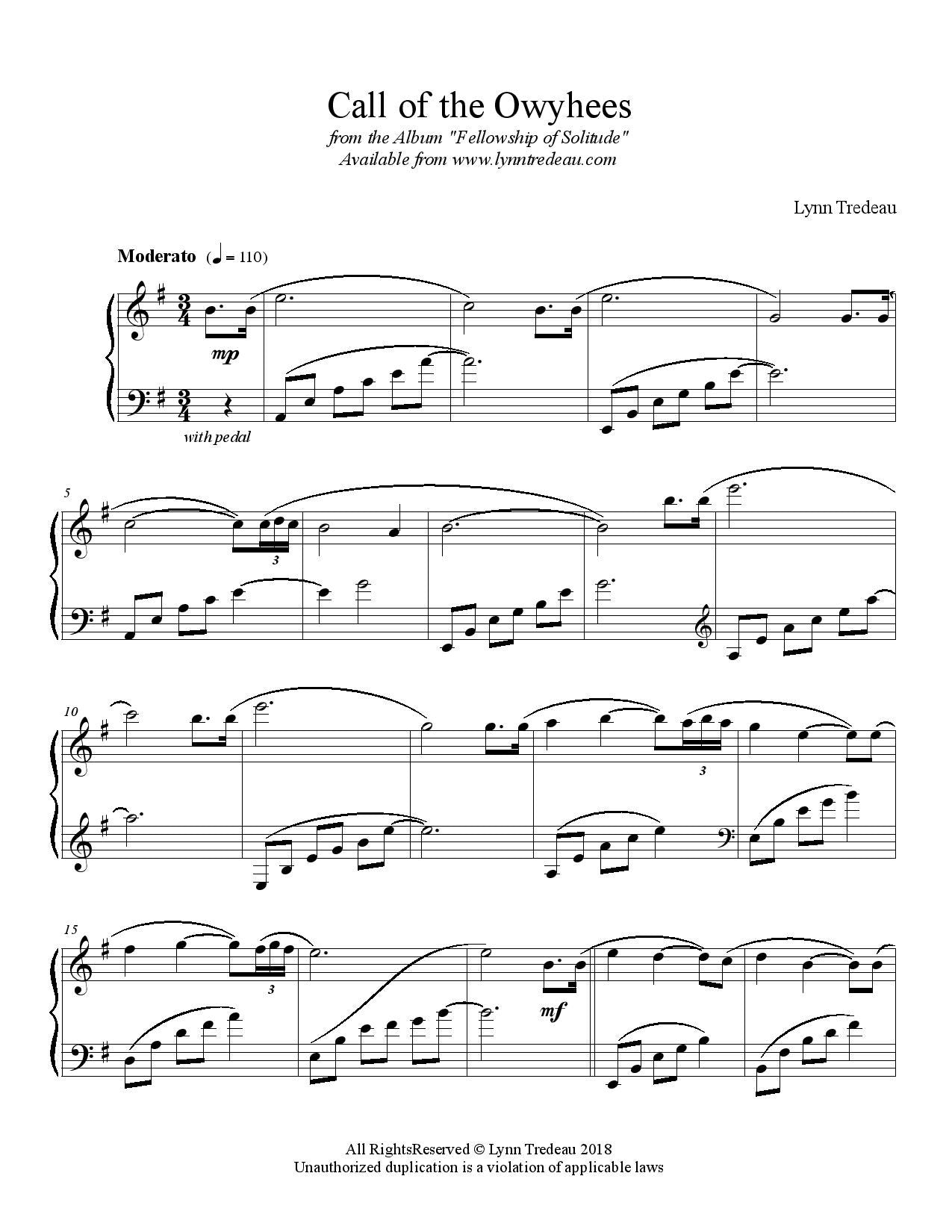 Call of the Owyhees - (PDF Sheet Music)
