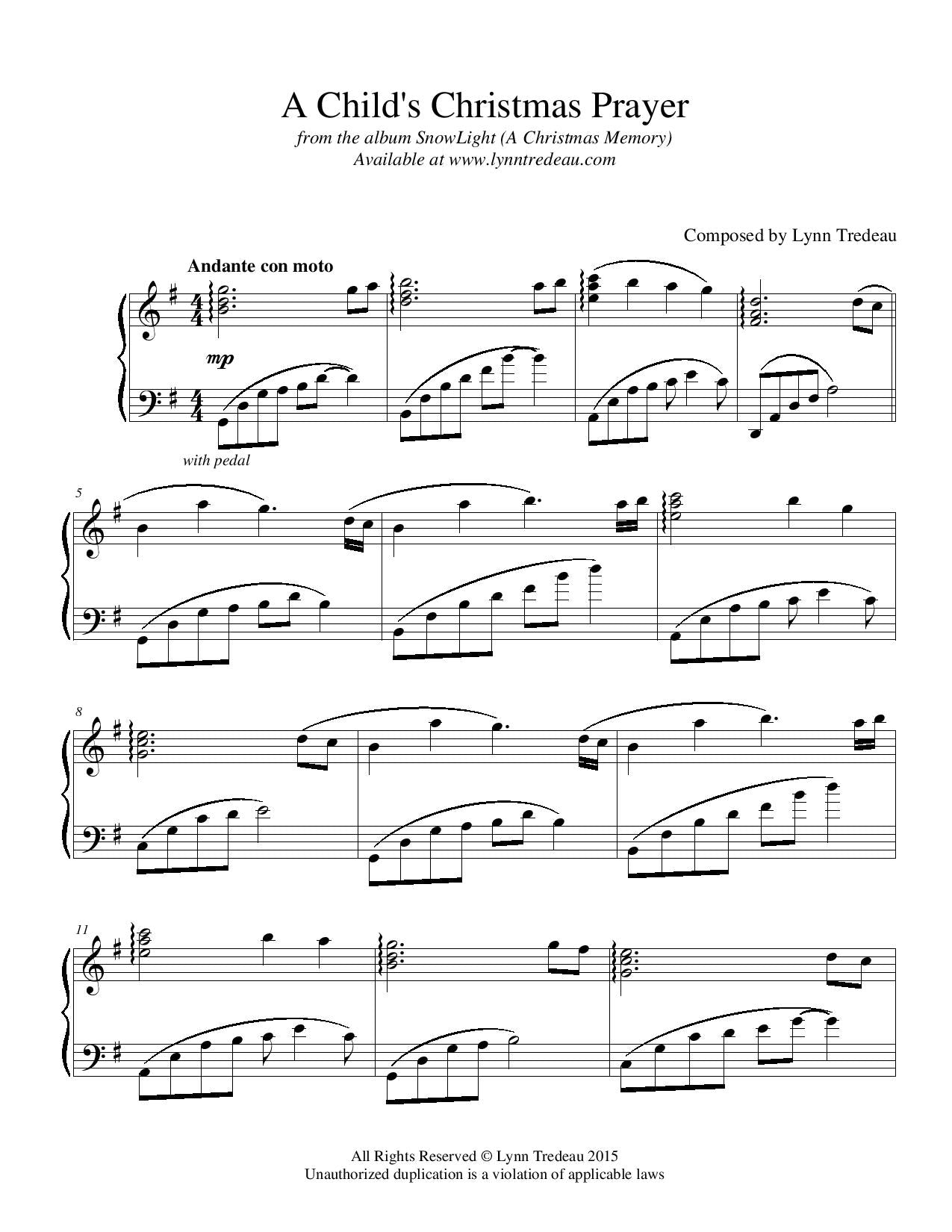 A Child's Christmas Prayer - (PDF Sheet Music)