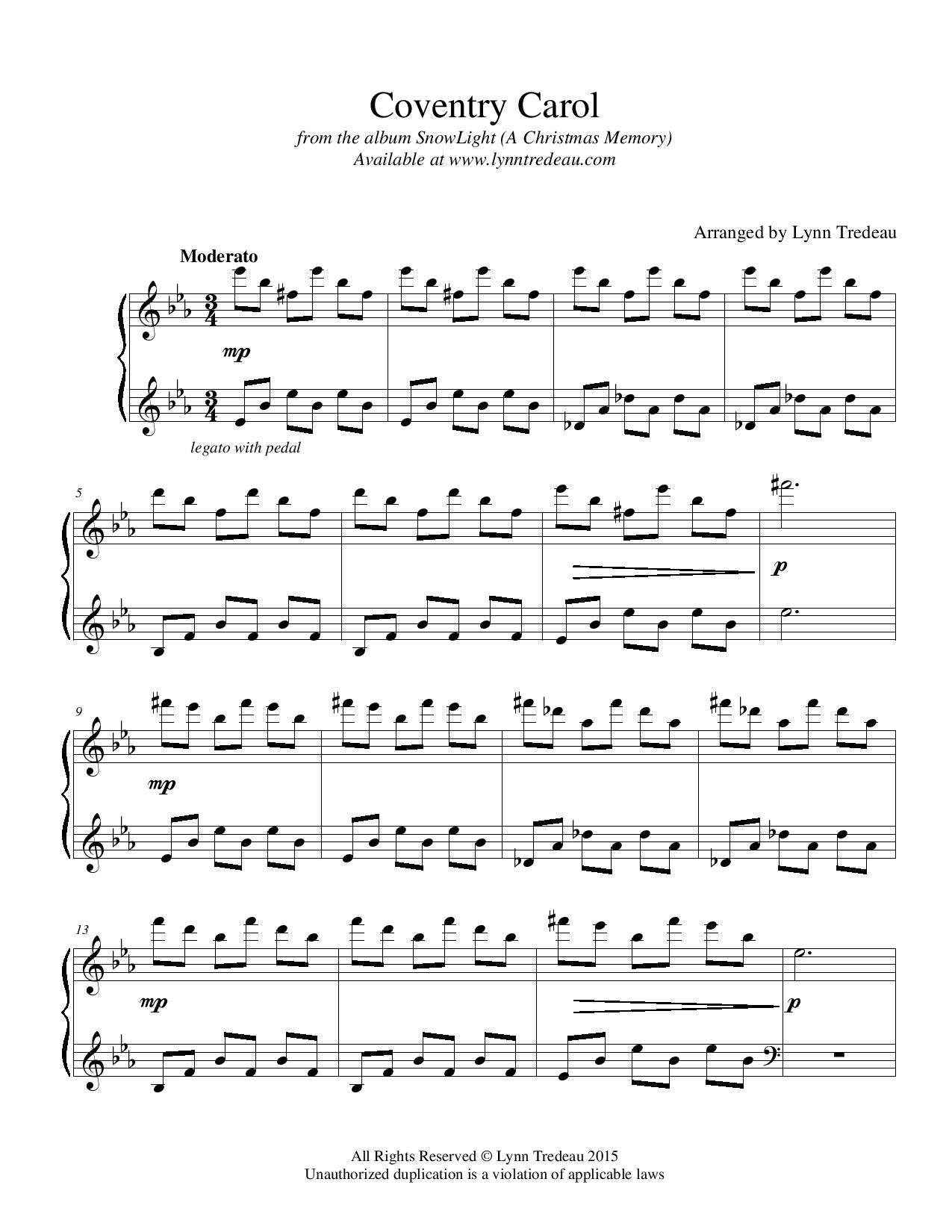 Coventry Carol - (PDF Sheet Music)