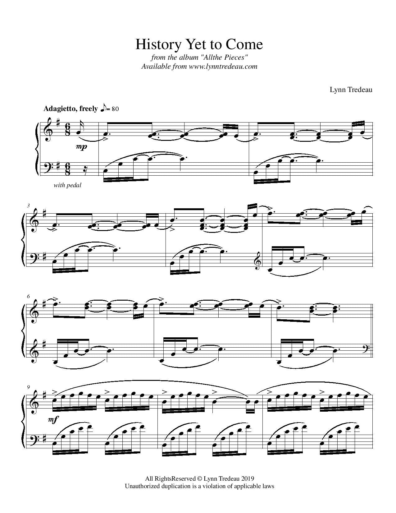 History Yet to Come - (PDF Sheet Music)