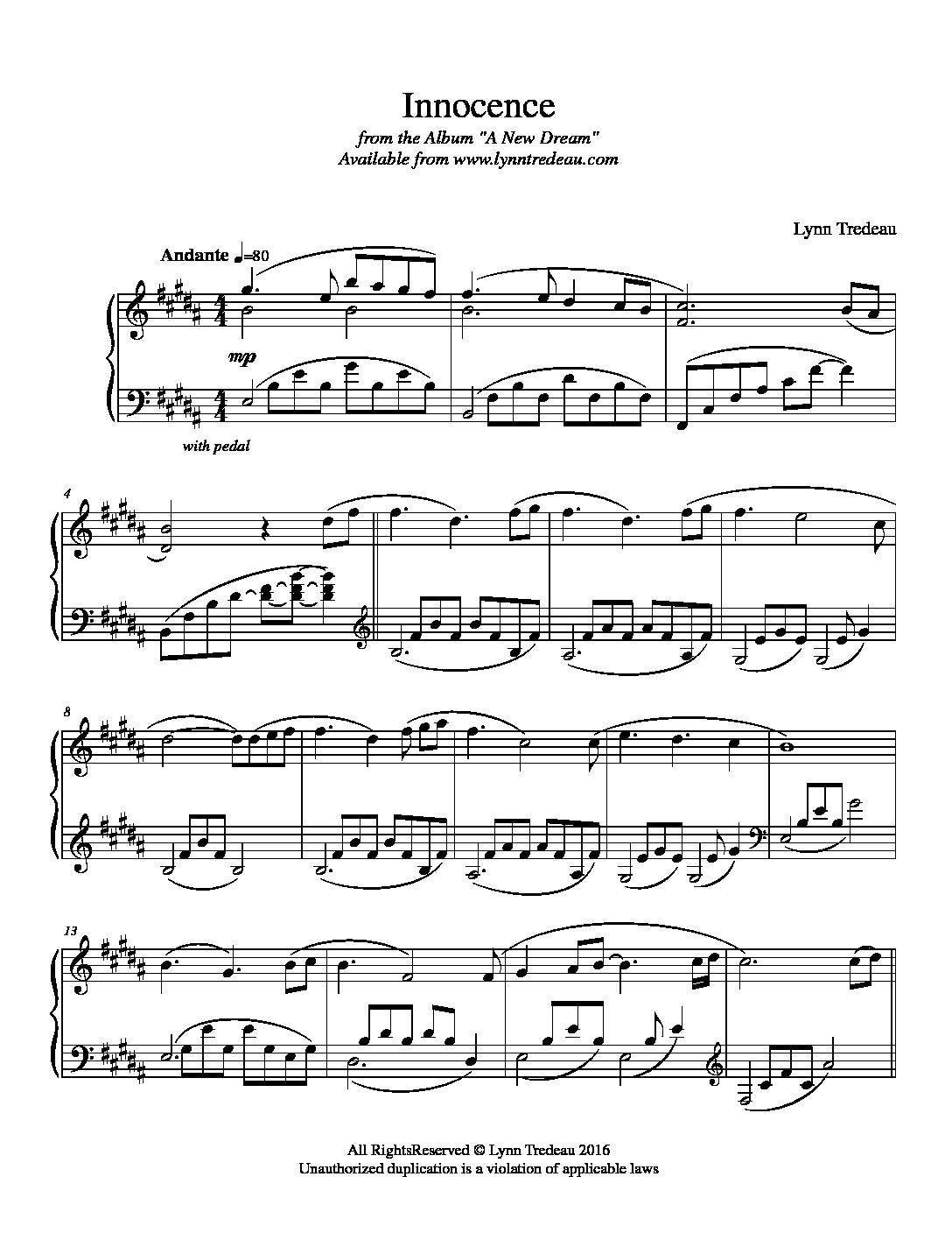 Innocence - (PDF Sheet Music)