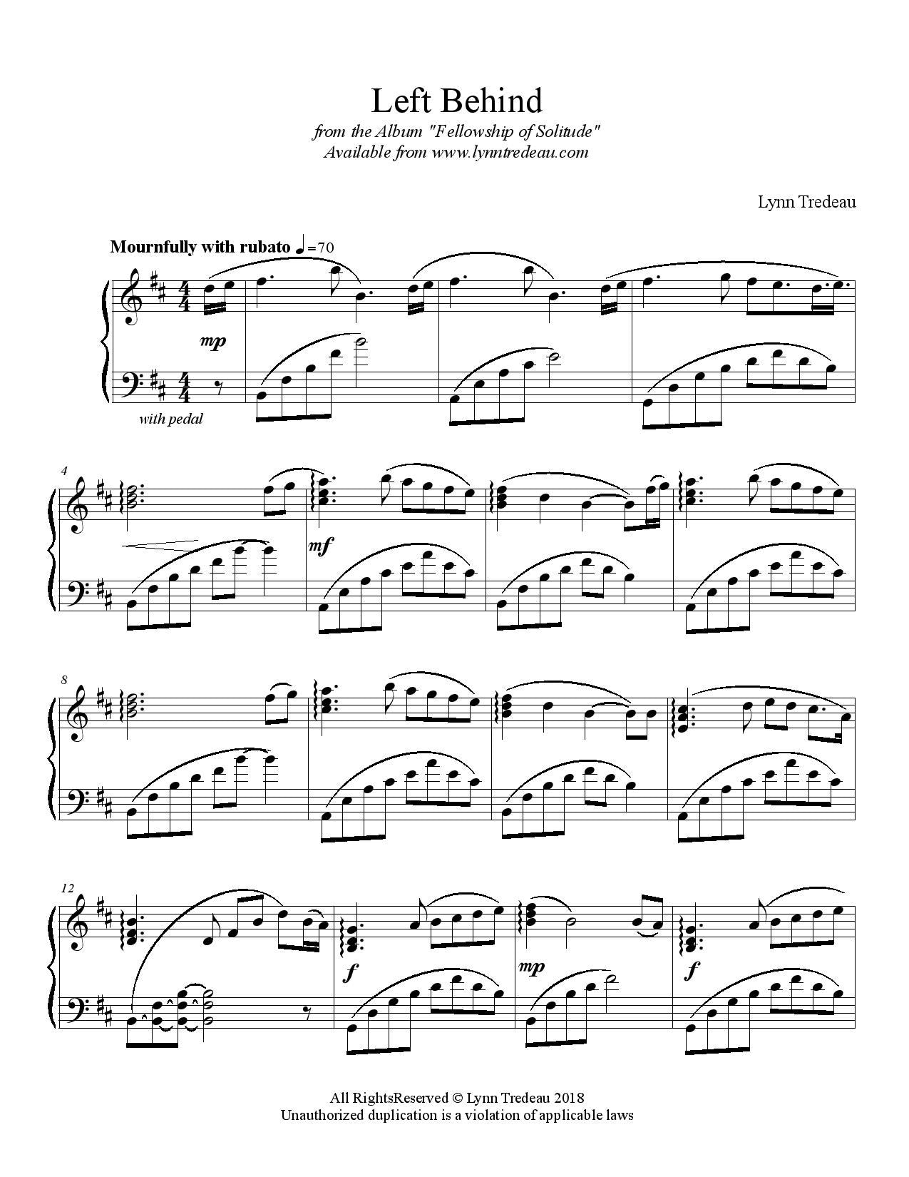 Left Behind - (PDF Sheet Music)