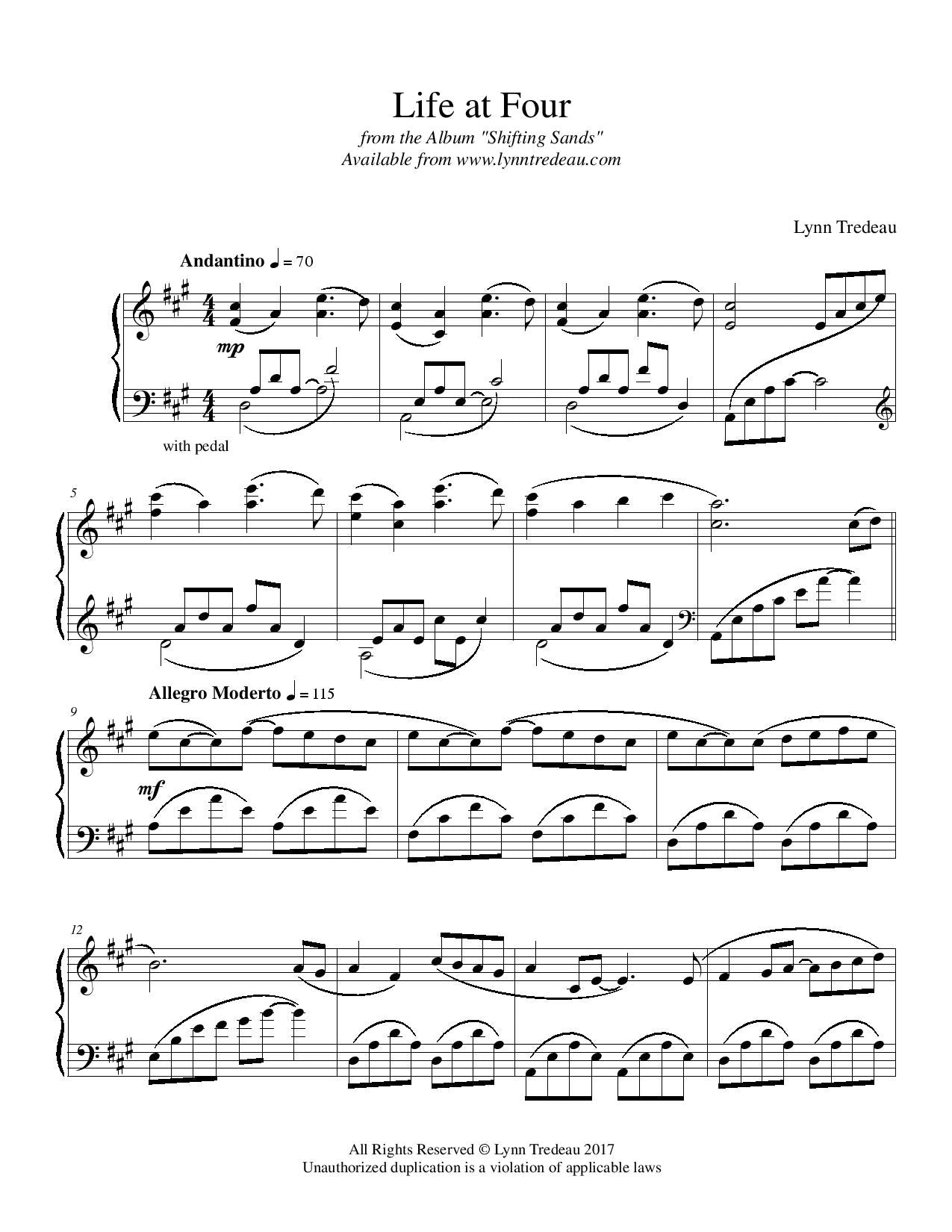 Life at Four - (PDF Sheet Music)