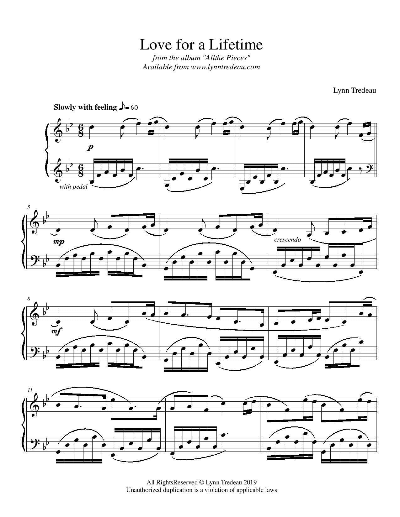 Love for a Lifetime - (PDF Sheet Music)