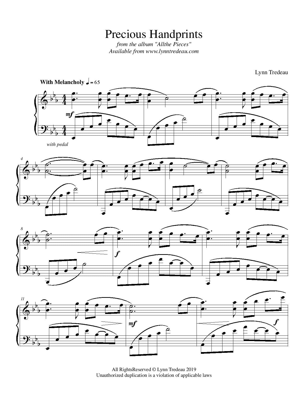 Precious Handprints - (PDF Sheet Music)