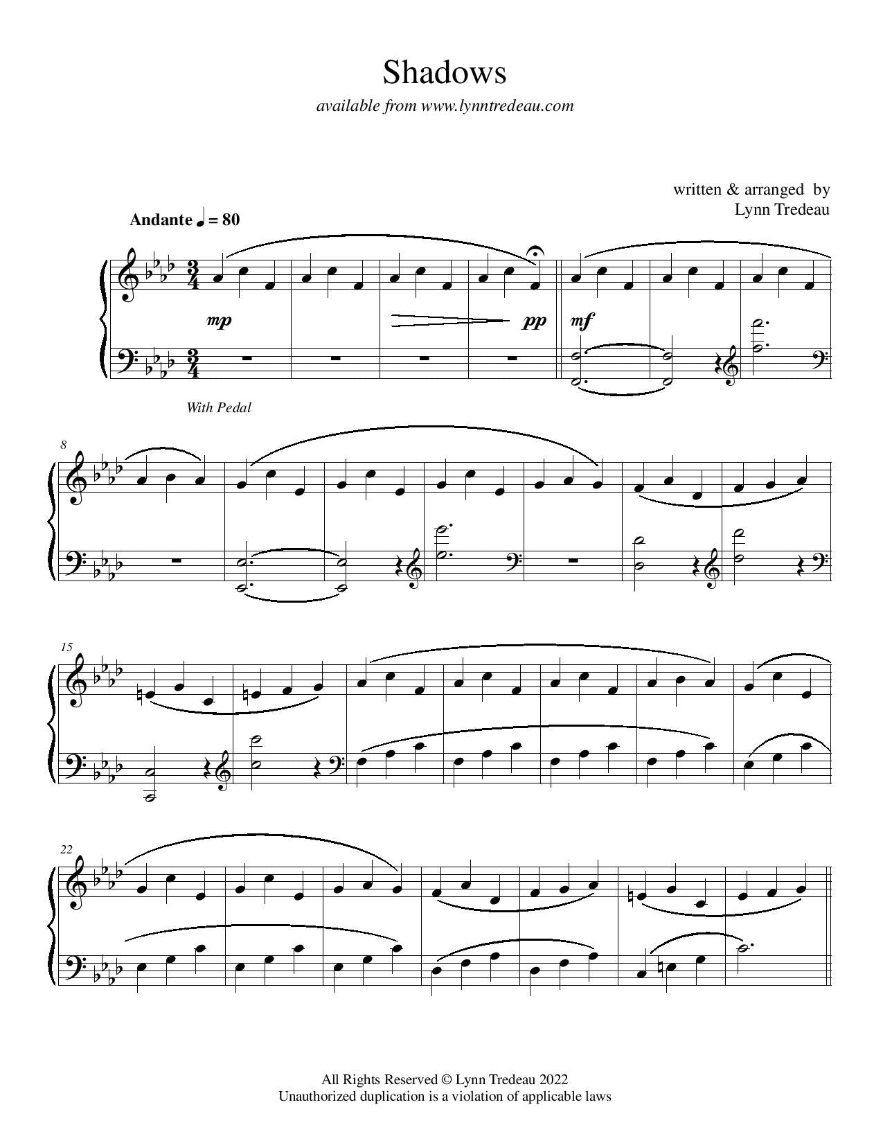 Shadows - (PDF Sheet Music)