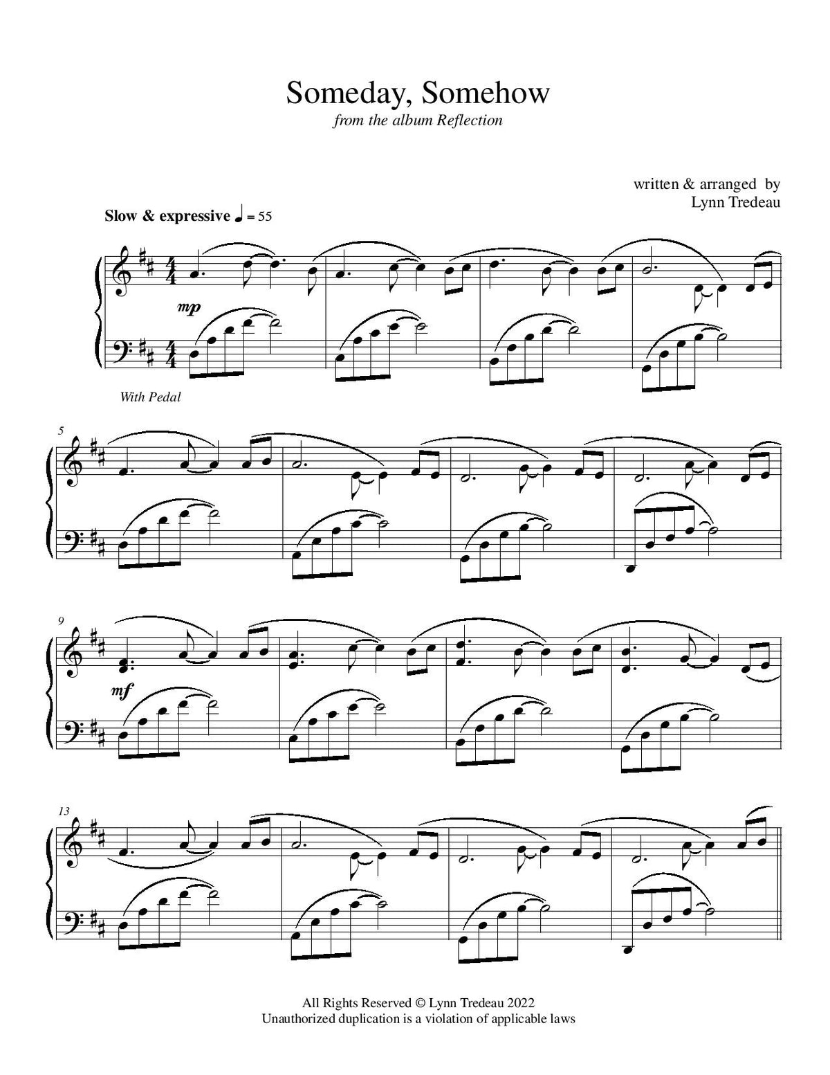 Someday, Somehow - (PDF Sheet Music) – Lynn Tredeau
